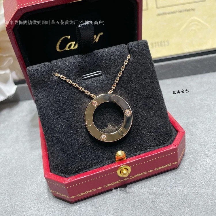 Big cake love full diamond necklace full of stars V gold high plated 18k rose gold does not fade light luxury luxury image 5