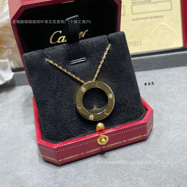 Big cake love full diamond necklace full of stars V gold high plated 18k rose gold does not fade light luxury luxury image 6