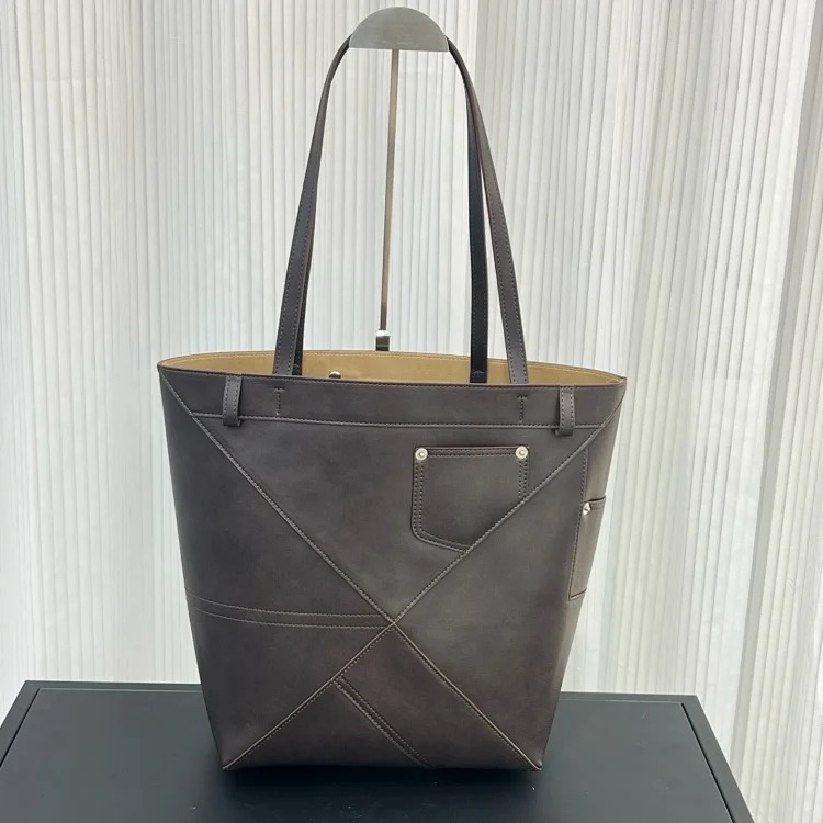 2026S Luojia Puzzle fold folding tote bag fashion trend large capacity shoulder bag genuine leather handbag