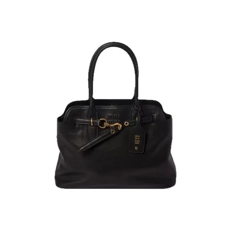 2024miu new retro versatile belt buckle shoulder tote bag large capacity portable briefcase shopping bag