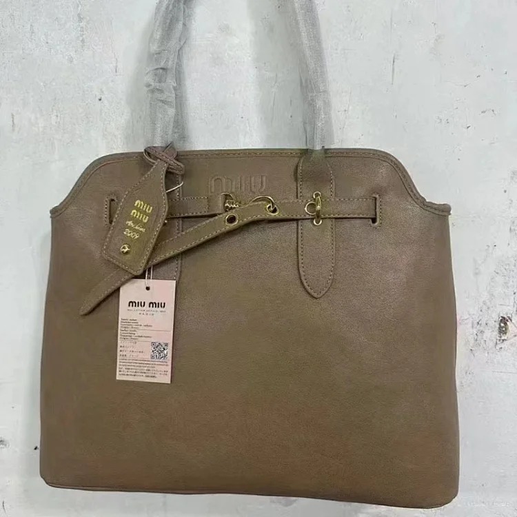 2024miu new retro versatile belt buckle shoulder tote bag large capacity portable briefcase shopping bag