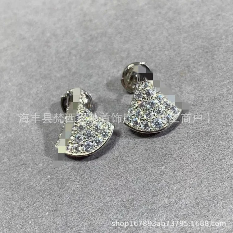 High Baogejia fan-shaped mini skirt earrings plated with 18k rose gold, mother-of-pearl, chalcedony, agate, sterling silver, 520 gift image 2