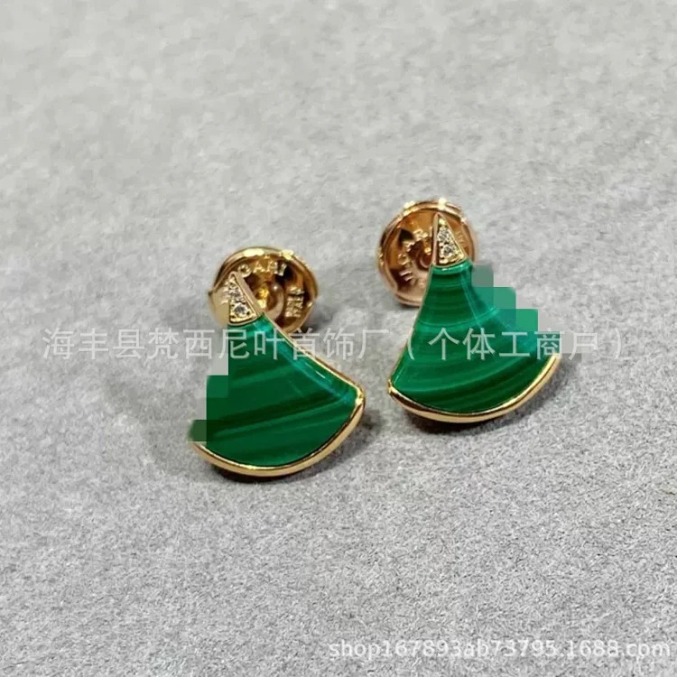 High Baogejia fan-shaped mini skirt earrings plated with 18k rose gold, mother-of-pearl, chalcedony, agate, sterling silver, 520 gift image 5