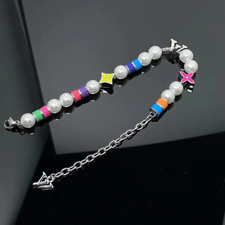 European and American style colorful beaded bracelet, temperament, Internet celebrity style, titanium steel, light luxury, niche design, high-end beaded chain