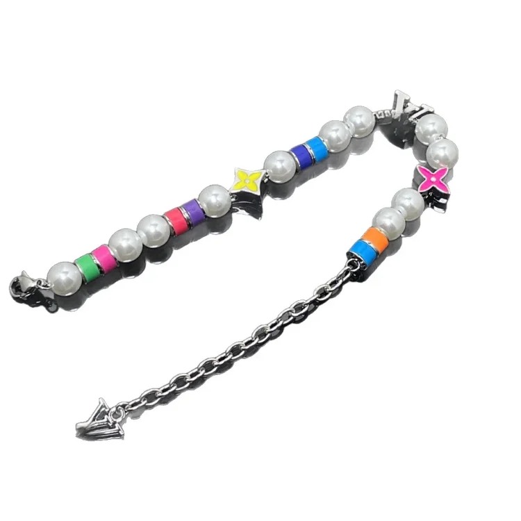 European and American style colorful beaded bracelet, temperament, Internet celebrity style, titanium steel, light luxury, niche design, high-end beaded chain