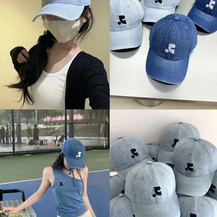 Korea Rest And Recreation washed denim baseball cap embroidered letters sun visor cap for men and women