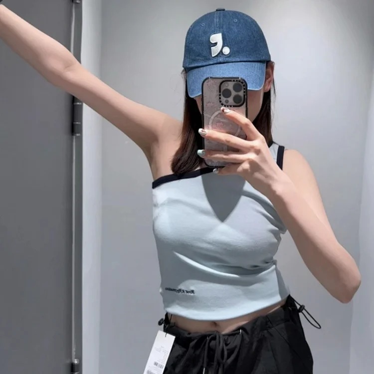 Korea Rest And Recreation washed denim baseball cap embroidered letters sun visor cap for men and women
