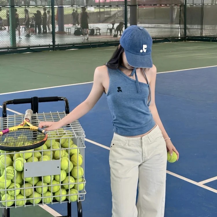 Korea Rest And Recreation washed denim baseball cap embroidered letters sun visor cap for men and women