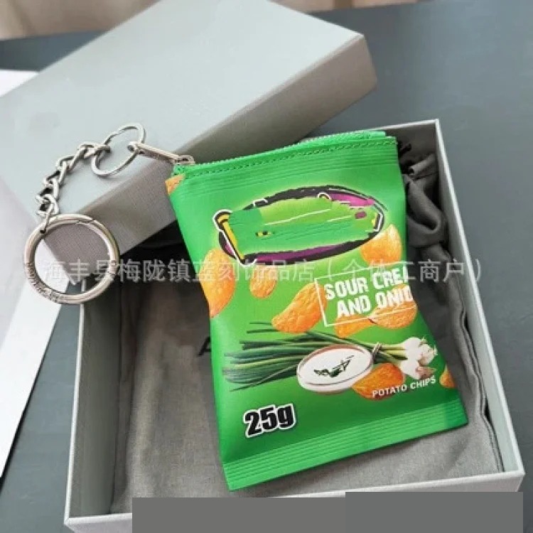 Bajia's new creative potato chip bag clutch bag accessories key chain storage bag fashionable graffiti pendant