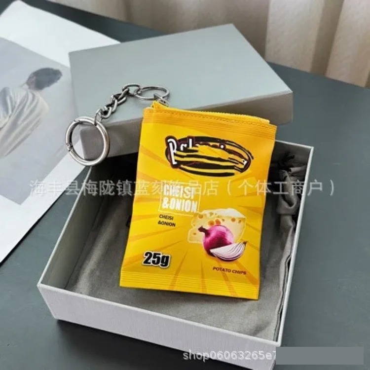 Bajia's new creative potato chip bag clutch bag accessories key chain storage bag fashionable graffiti pendant
