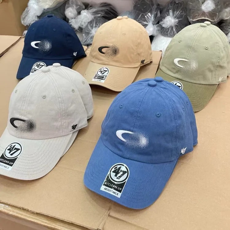 Spot OKLY Ollie 47brand men's and women's joint curved brim retro washed embroidered baseball cap