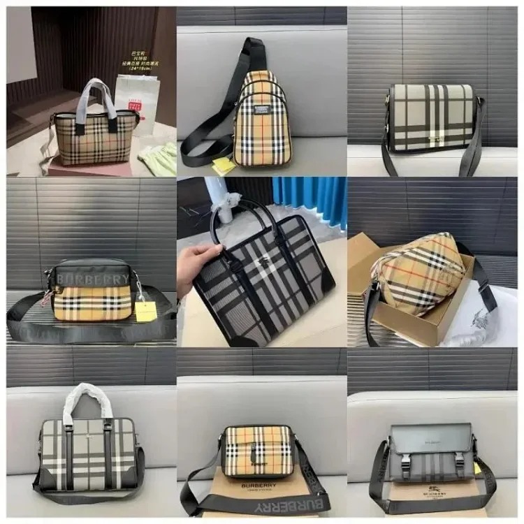 YY12-Fashionable plaid classic business men's handbag