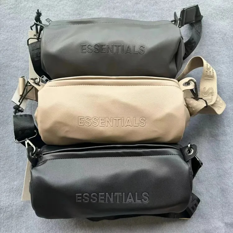 Fear of God FOG ESSENTIALS travel bag mini bucket bag small round bucket bag full pu lambskin texture super soft 24fw