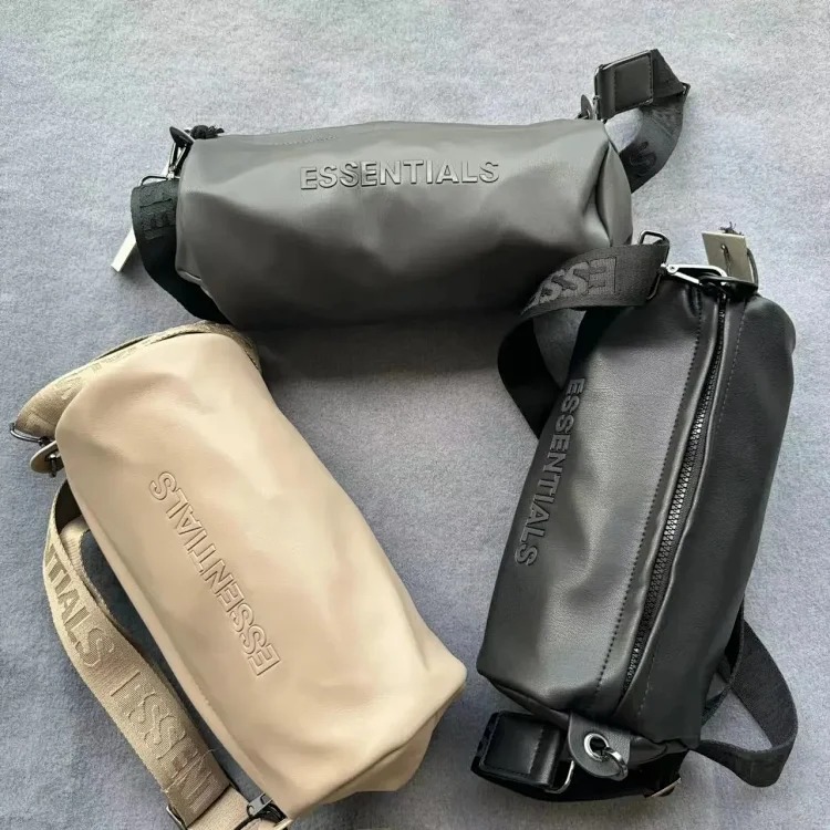 Fear of God FOG ESSENTIALS travel bag mini bucket bag small round bucket bag full pu lambskin texture super soft 24fw