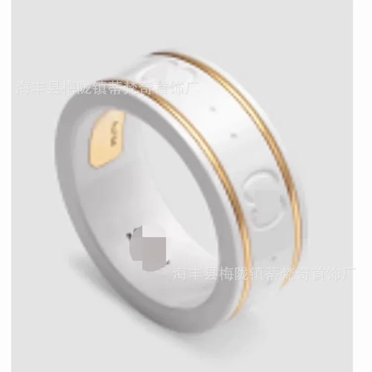 Gucci Gujia Double GS925 Pure Silver Ceramic Ring Planet Bee Male and Female Couple Ring Gift High Edition One Piece Dropshipping