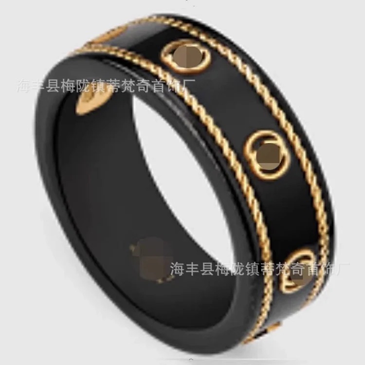 Gucci Gujia Double GS925 Pure Silver Ceramic Ring Planet Bee Male and Female Couple Ring Gift High Edition One Piece Dropshipping