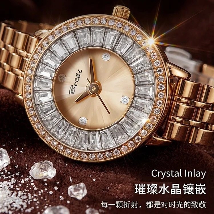 New high-end zircon-set diamond women's watch, light luxury, fashionable, high-looking, full-diamond steel band watch