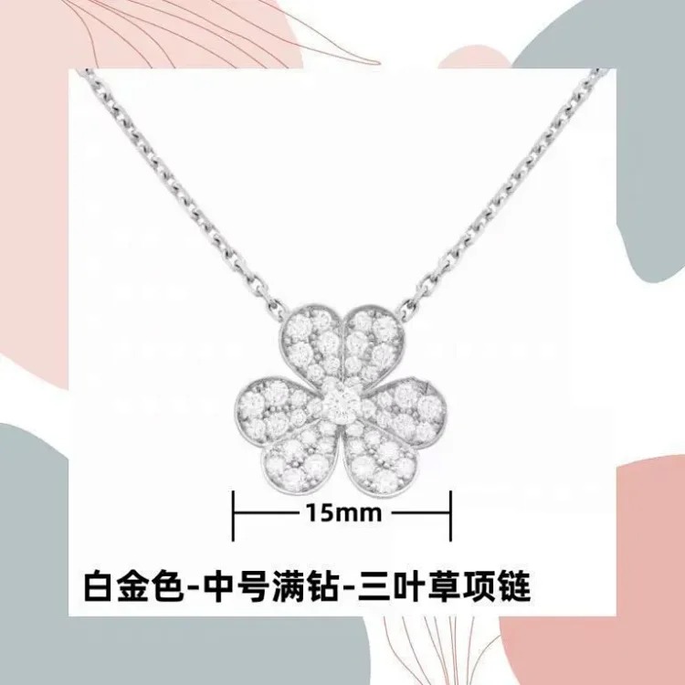 18k rose gold clover necklace V gold full diamond petals single diamond light luxury clover clavicle necklace for girlfriend image 3