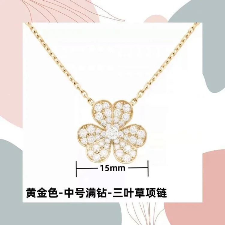18k rose gold clover necklace V gold full diamond petals single diamond light luxury clover clavicle necklace for girlfriend image 4