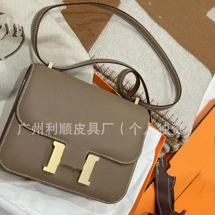 Foreign trade Guangzhou high-quality H buckle stewardess bag Kangkang small square bag EP genuine leather palm print tofu bag single shoulder crossbody women's bag