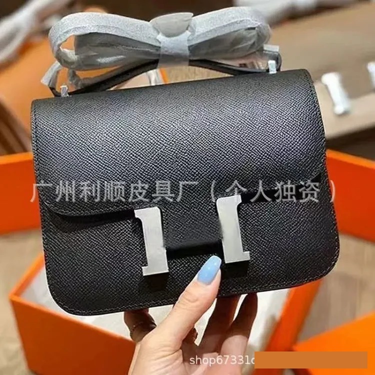 Foreign trade Guangzhou high-quality H buckle stewardess bag Kangkang small square bag EP genuine leather palm print tofu bag single shoulder crossbody womens bag(pic3) Foreign trade Guangzhou high-quality H buckle stewardess bag Kangkang small square bag EP genuine leather palm print tofu bag single shoulder crossbody women's bag