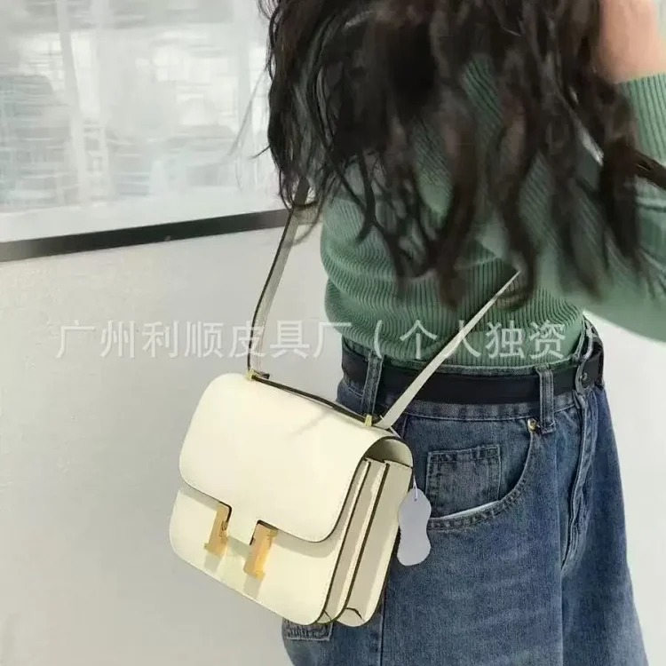 Foreign trade Guangzhou high-quality H buckle stewardess bag Kangkang small square bag EP genuine leather palm print tofu bag single shoulder crossbody womens bag(pic8) Foreign trade Guangzhou high-quality H buckle stewardess bag Kangkang small square bag EP genuine leather palm print tofu bag single shoulder crossbody women's bag