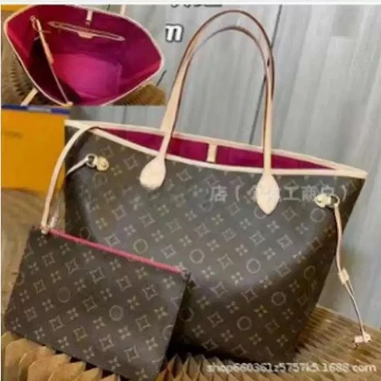 Louis Vuitton Guangzhou foreign trade direct supply presbyopia shopping bag neverfull large capacity tote bag genuine leather shoulder bag for women