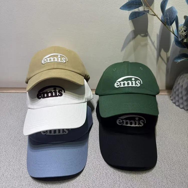 Korean hat baseball cap peaked cap men and women same style four seasons multi-color large head solid color soft top navy blue sports hat