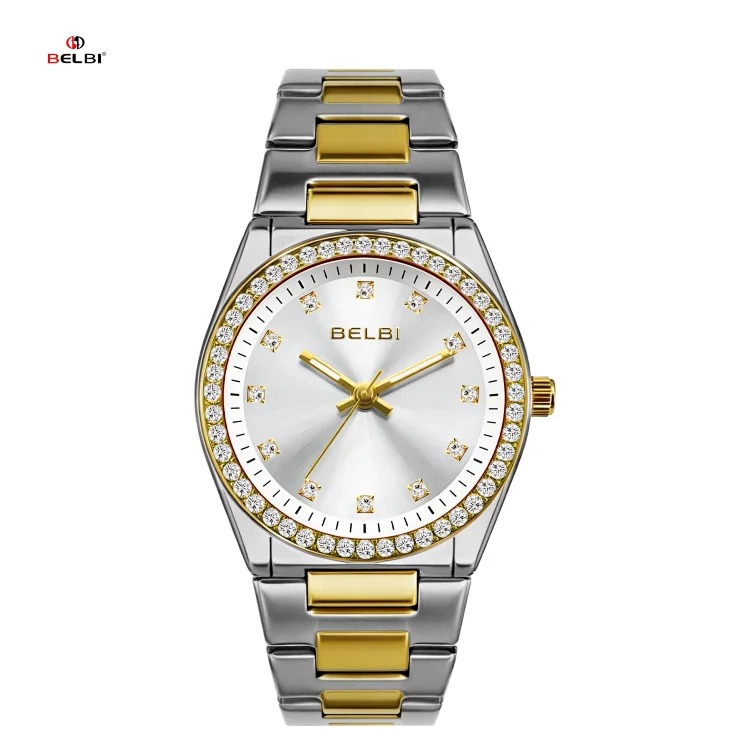 New women's watch fashionable stainless steel inlaid with rhinestone women's watch trendy luminous waterproof watch