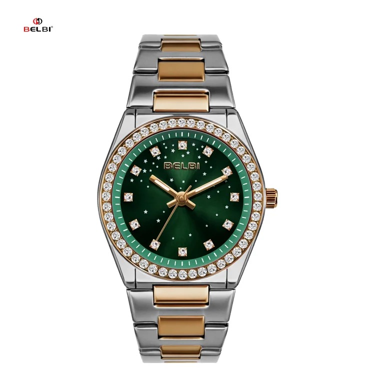 New women's watch fashionable stainless steel inlaid with rhinestone women's watch trendy luminous waterproof watch