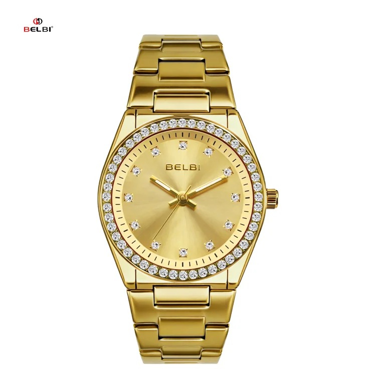 New women's watch fashionable stainless steel inlaid with rhinestone women's watch trendy luminous waterproof watch