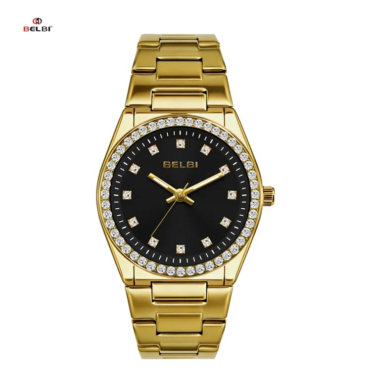 New women's watch fashionable stainless steel inlaid with rhinestone women's watch trendy luminous waterproof watch