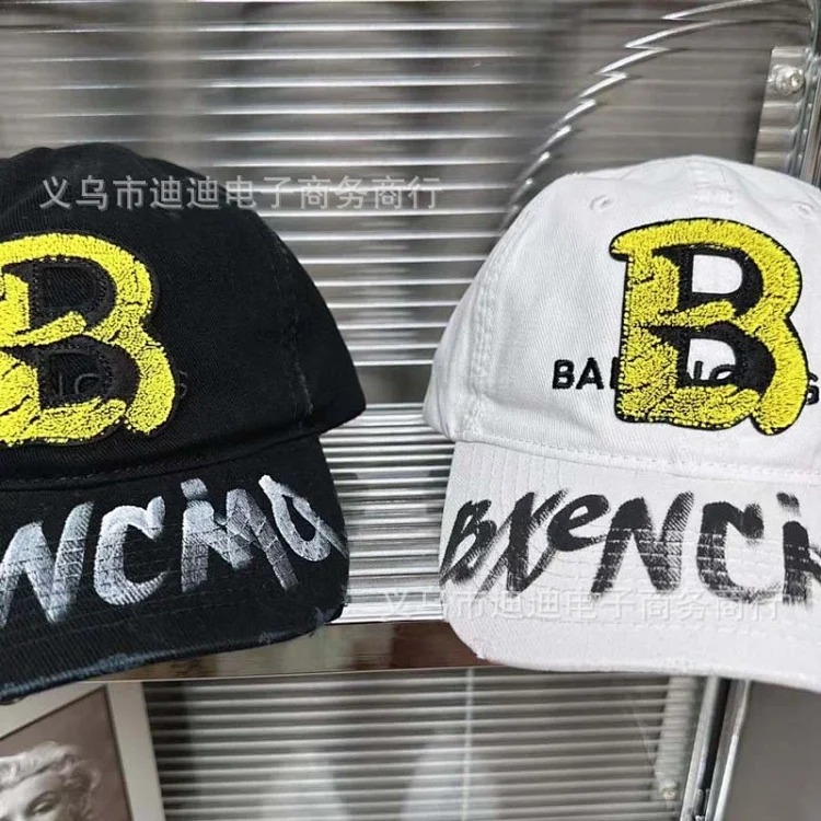 Notched graffiti embroidery washed baseball hats for men and women embroidered ins ripped peaked caps trend-CY