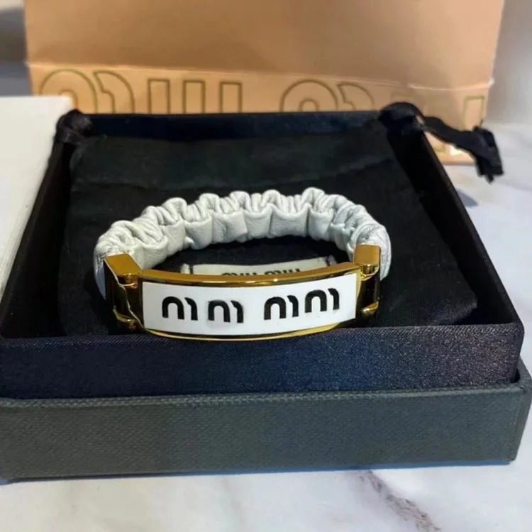 Enamel square brand soft sheepskin pleated bracelet for women new versatile fashion bracelet-CY