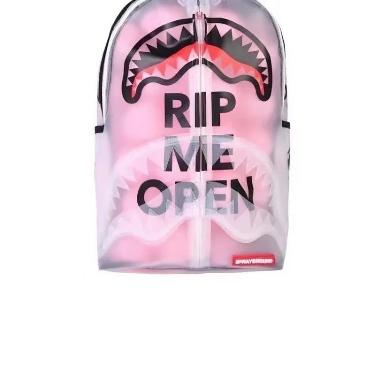 Sports backpack SG spoof shark hot girl student transparent large capacity trendy backpack casual travel school bag