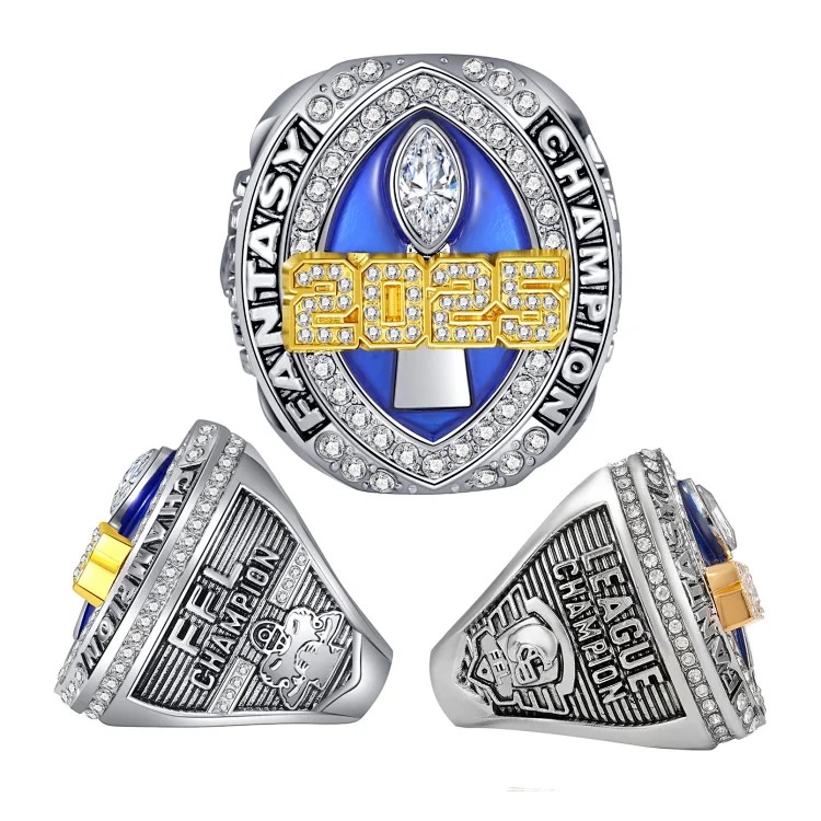FFL 2025 Fantasy Football Championship Ring Two-tone Zinc Alloy Hot Sale on Amazon