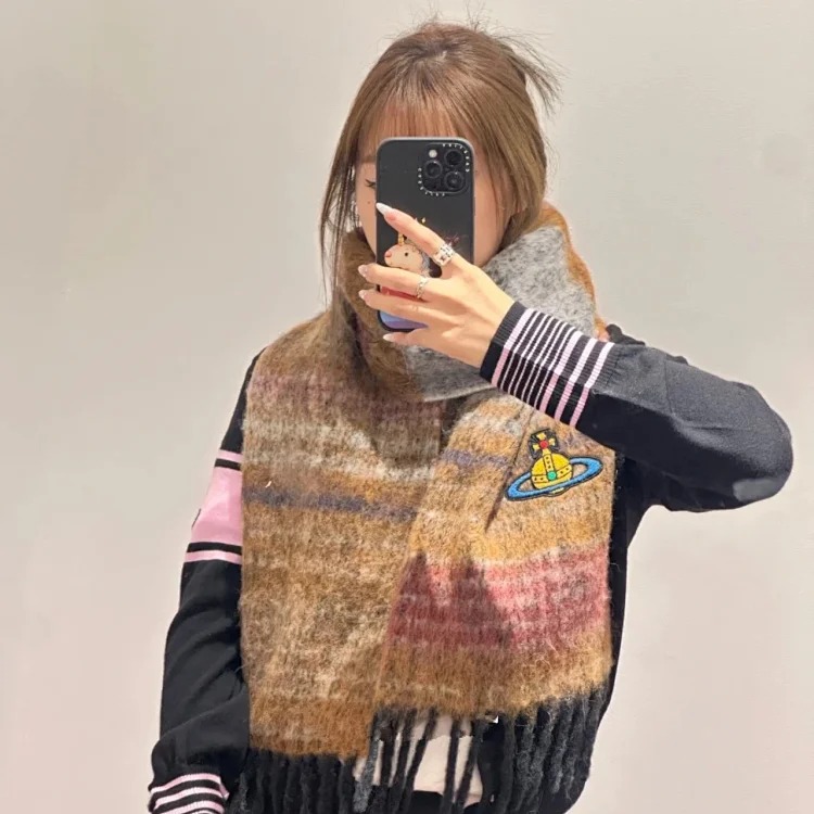 VWest Saturn Embroidered Shawl Wool Scarf