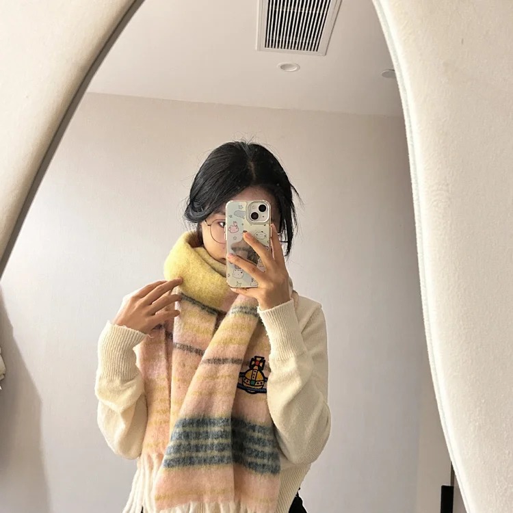 VWest Saturn Embroidered Shawl Wool Scarf