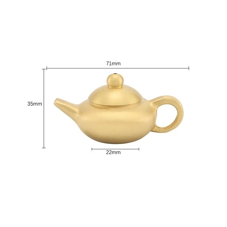 Copper teapot mini pure brass handle pot small ornaments incense insert hand handle teapot small copperware street stall supply
