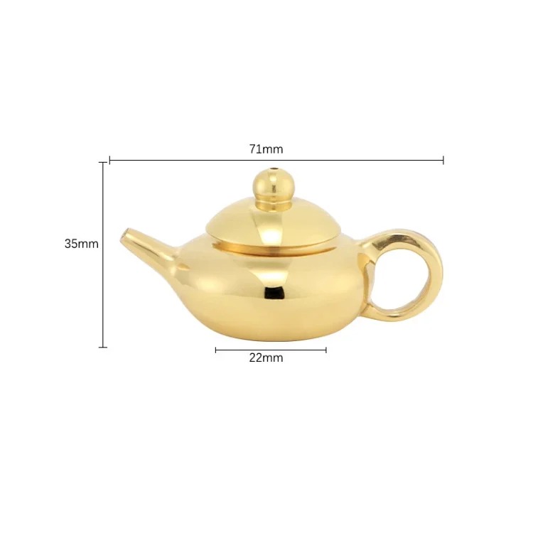 Copper teapot mini pure brass handle pot small ornaments incense insert hand handle teapot small copperware street stall supply