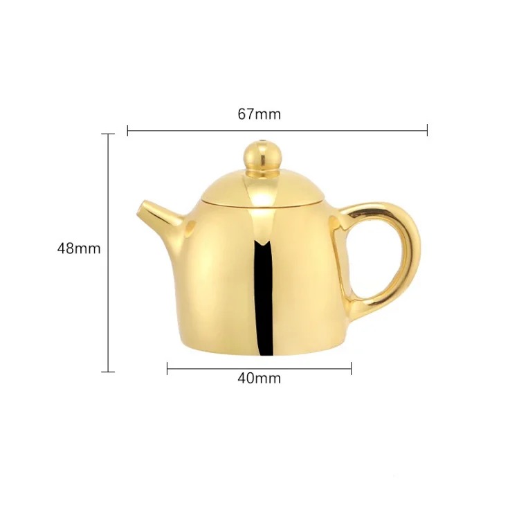 Copper teapot mini pure brass handle pot small ornaments incense insert hand handle teapot small copperware street stall supply