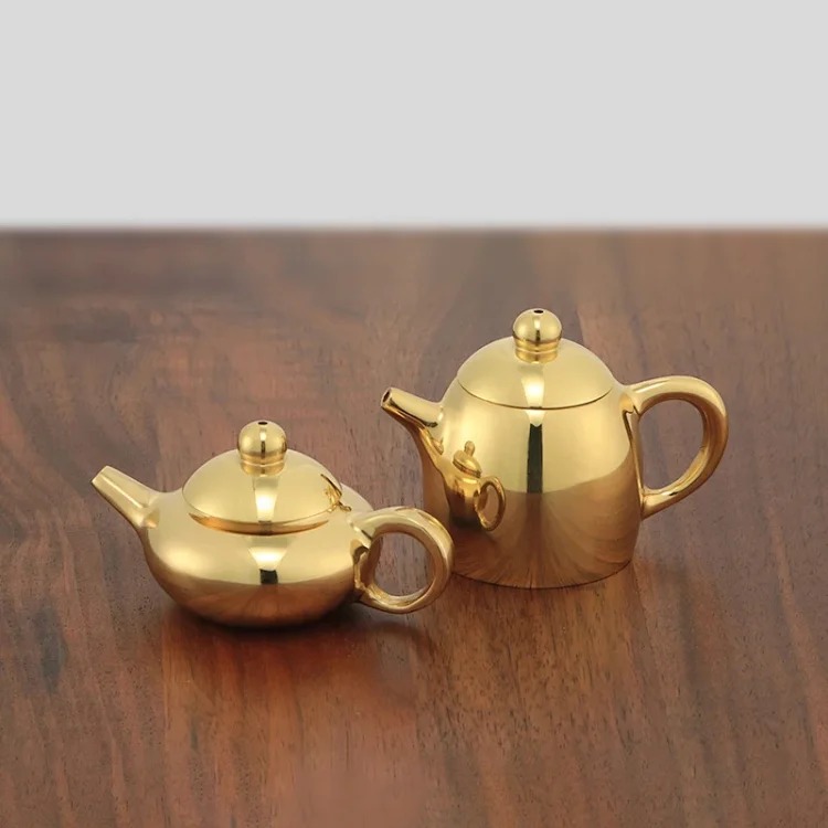 Copper teapot mini pure brass handle pot small ornaments incense insert hand handle teapot small copperware street stall supply