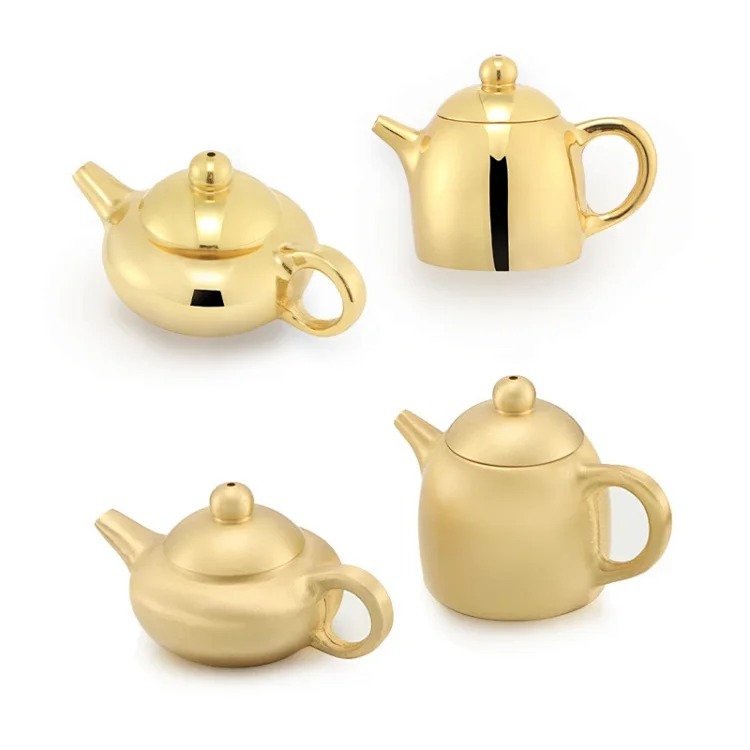 Copper teapot mini pure brass handle pot small ornaments incense insert hand handle teapot small copperware street stall supply