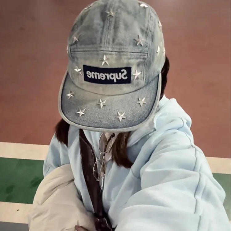 Chanel Original development SUP star embroidered boxlogo washed denim two-color peaked cap