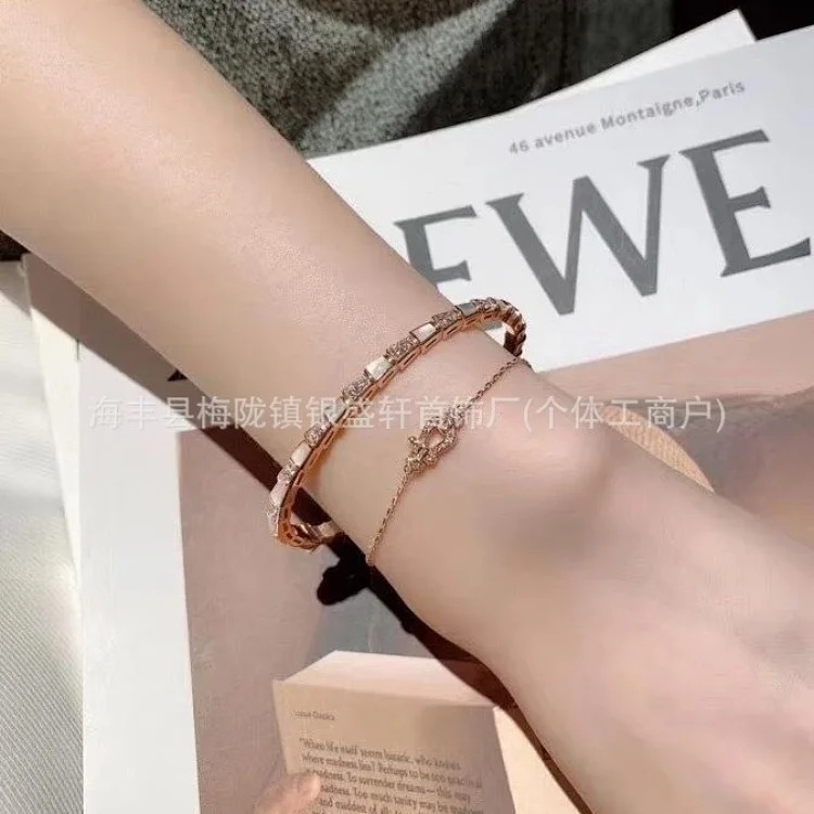 Feijia Rede bracelet thick V gold plated 18k gold small diamond full diamond hand jewelry women wholesale generation