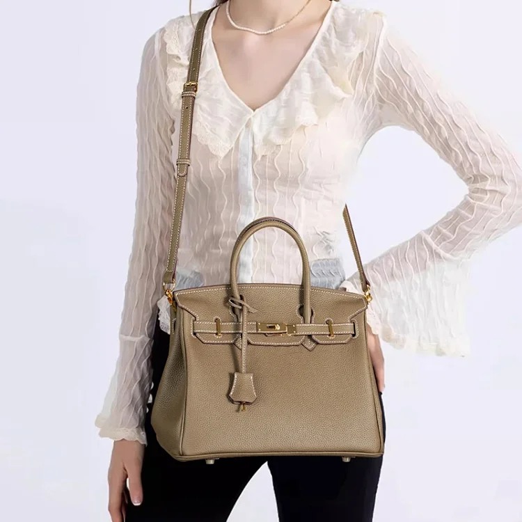 Hermes Carefully selected high-wax togo first-layer cowhide Birkin bag European and American genuine leather pebbled pattern large-capacity handbag