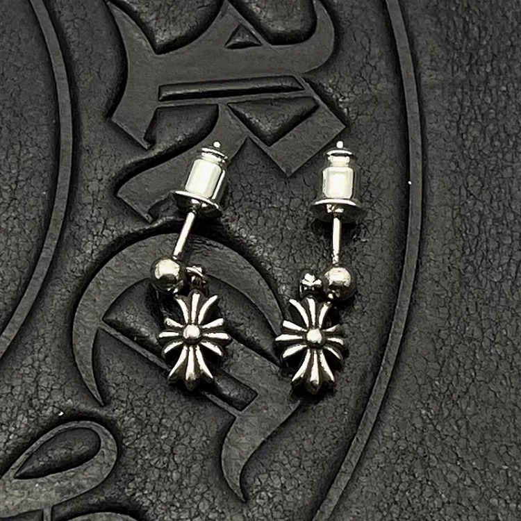 Trendy jewelry Thai silver cross flower tassel earrings collection earrings sterling silver needle exaggerated niche high-end sense image 2