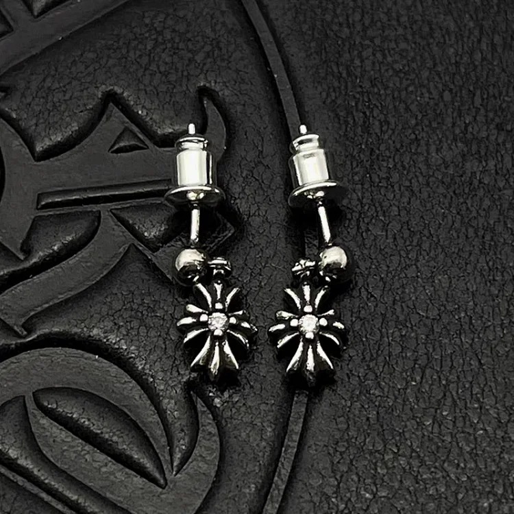 Trendy jewelry Thai silver cross flower tassel earrings collection earrings sterling silver needle exaggerated niche high-end sense image 4