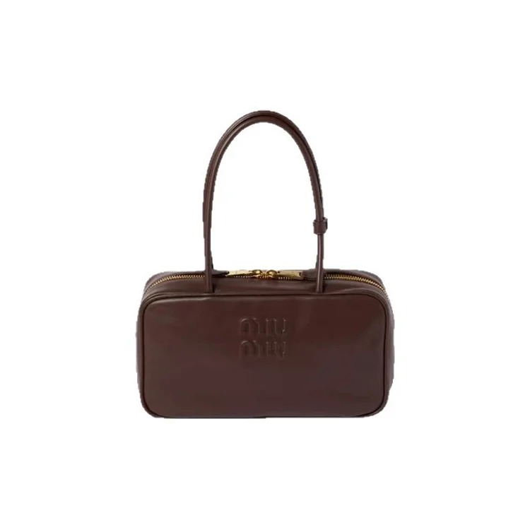 Miu 2024 new bowling briefcase large capacity portable shoulder crossbody bag fashionable commuter women's bag trend