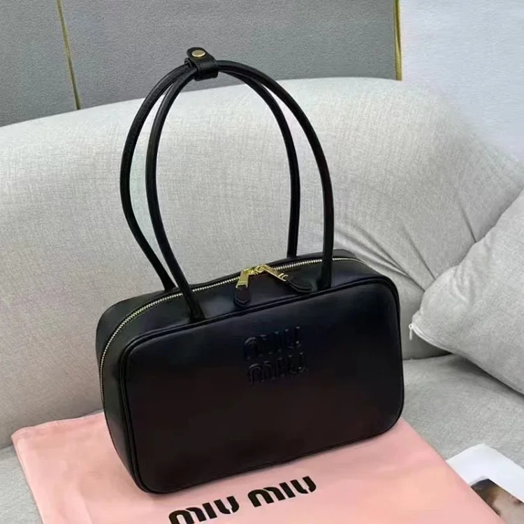 Miu 2024 new bowling briefcase large capacity portable shoulder crossbody bag fashionable commuter women's bag trend
